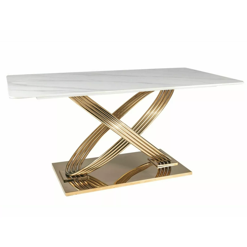 Designer-Esstisch NABIL – weiß/gold