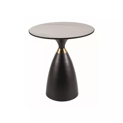Runder Couchtisch NAMIN - weiß / schwarz / gold