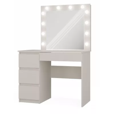 TRISTON Schminktisch - Kaschmir, linke Version + Spiegel und LED-Beleuchtung GRATIS