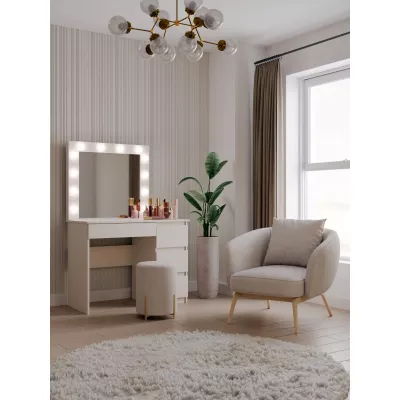 Schminktisch TRISTON - Kaschmir, echtes Design + Spiegel und LED-Beleuchtung GRATIS