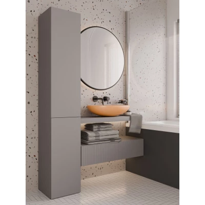 Schmaler Badezimmerschrank 31 cm mit Wäschekorb ATSO - grau