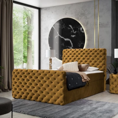 Doppelbett 140x200 CLARITA LUX - Gold + GRATIS Matratzenauflage