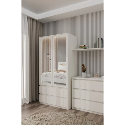 Flurgarderobe 90 cm mit Spiegel TAAVI - Kaschmir