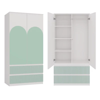 Kinderkleiderschrank 90 cm mit Schubladen DUSTER - weiß/menthol