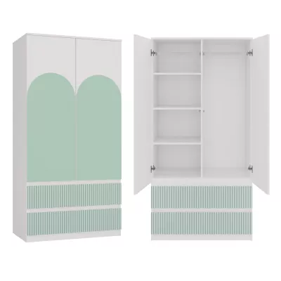 Kinderkleiderschrank 90 cm mit Schubladen DUSTER - weiß/menthol