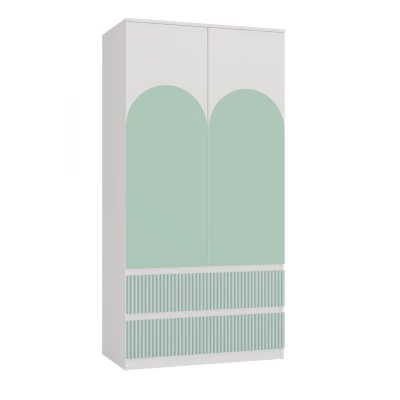 Kinderkleiderschrank 90 cm mit Schubladen DUSTER - weiß/menthol