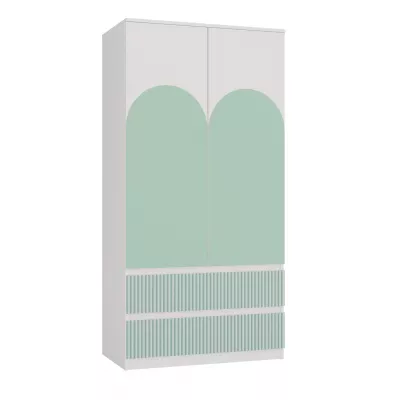 Kinderkleiderschrank 90 cm mit Schubladen DUSTER - weiß/menthol