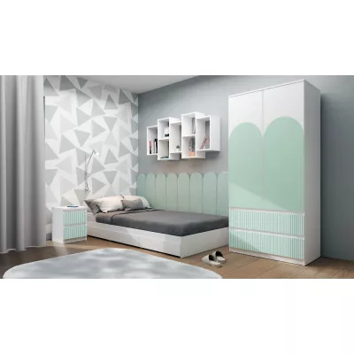 Kinderkleiderschrank 90 cm mit Schubladen DUSTER - weiß/menthol