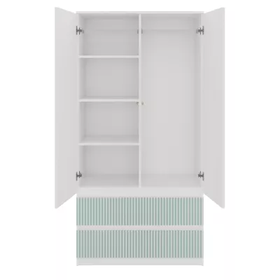 Kinderkleiderschrank 90 cm mit Schubladen DUSTER - weiß/menthol