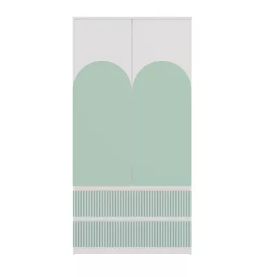 Kinderkleiderschrank 90 cm mit Schubladen DUSTER - weiß/menthol
