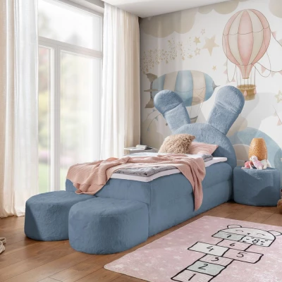 Designer-Kinderbett 100x200 INELA – blau + GRATIS Matratzenauflage