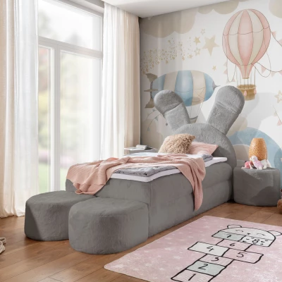 Designer-Kinderbett 100x200 INELA - grau + GRATIS Matratzenauflage
