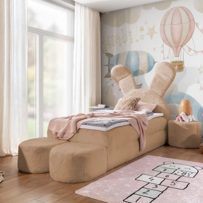 Designer-Kinderbett 100x200 INELA – hellbraun + GRATIS Matratzenauflage