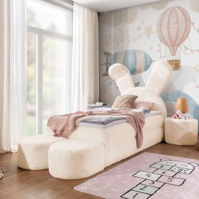 Designer-Kinderbett 100x200 INELA – hellgelb + GRATIS Matratzenauflage
