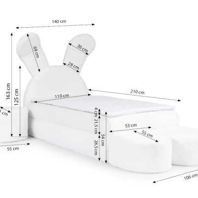 Designer-Kinderbett 100x200 INELA – weiß + GRATIS Matratzenauflage