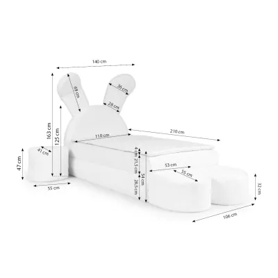 Designer-Kinderbett 100x200 INELA – weiß + GRATIS Matratzenauflage