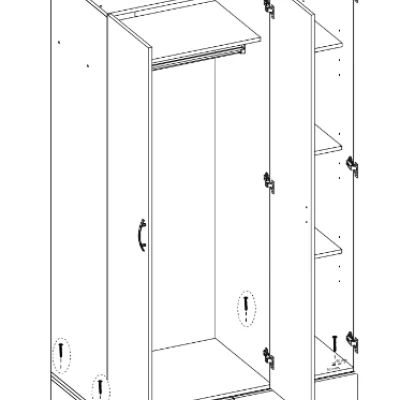 Dreitüriger Kleiderschrank 111 cm RICHLAND – Eiche handwerklich / Weiß