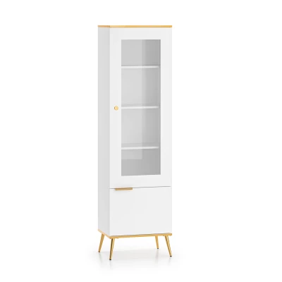 Schmale Glasvitrine SICIA - weiß
