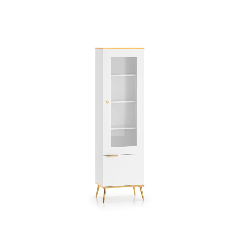 Schmale Glasvitrine SICIA - weiß