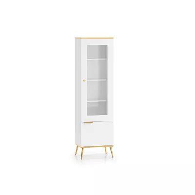 Schmale Glasvitrine SICIA - weiß