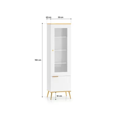 Schmale Glasvitrine SICIA - weiß