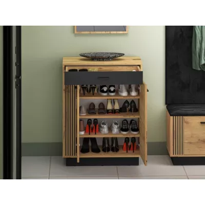 Schuhschrank mit Schublade FAZA - Craft Eiche / Schwarz
