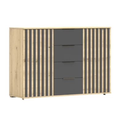 PUNIA kombinierte Kommode - Artisan Eiche / Schwarz