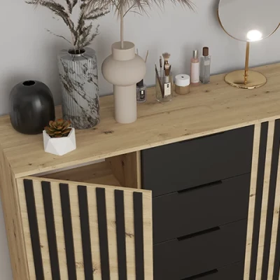 PUNIA kombinierte Kommode - Artisan Eiche / Schwarz