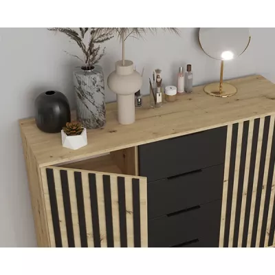PUNIA kombinierte Kommode - Artisan Eiche / Schwarz