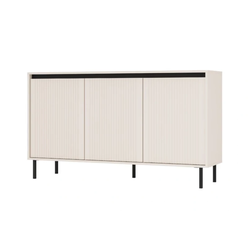 Dreitürige Kommode TIRIL - beige / schwarz