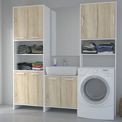 Badezimmerschrank über der Waschmaschine AUDREY - weiß / Sonoma-Eiche Badezimmerschrank über der Waschmaschine AUDREY - weiß / Sonoma-Eiche