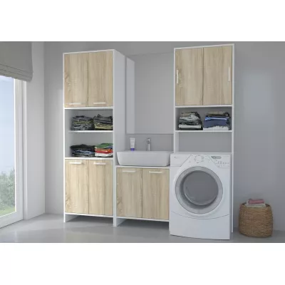 Badezimmerschrank über der Waschmaschine AUDREY - weiß / Sonoma-Eiche