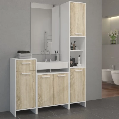 AUDREY Waschtischunterschrank - weiß / Sonoma-Eiche AUDREY Waschtischunterschrank - weiß / Sonoma-Eiche