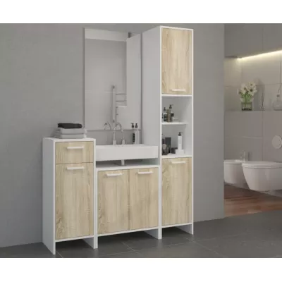 AUDREY Waschtischunterschrank - weiß / Sonoma-Eiche