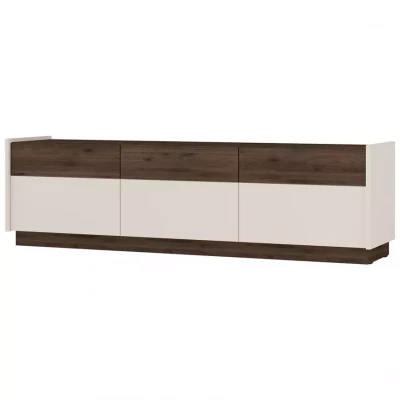 Breiter TV-Ständer HELENE - beige / Okapi-Nussbaum