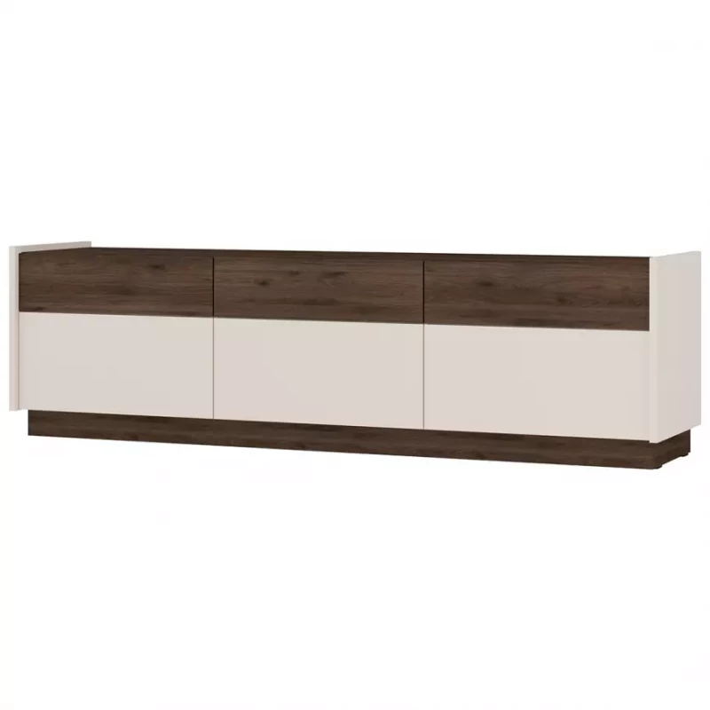 Breiter TV-Ständer HELENE - beige / Okapi-Nussbaum