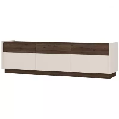 Breiter TV-Ständer HELENE - beige / Okapi-Nussbaum