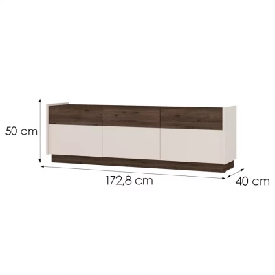 Breiter TV-Ständer HELENE - beige / Okapi-Nussbaum