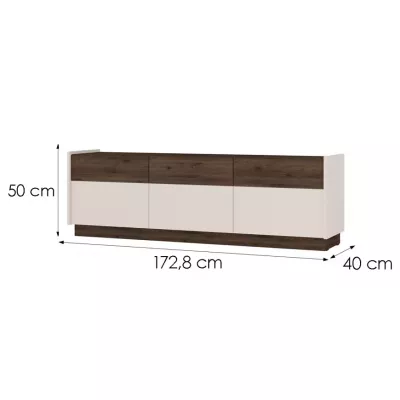 Breiter TV-Ständer HELENE - beige / Okapi-Nussbaum