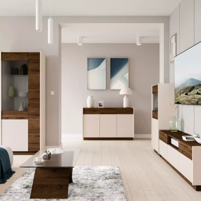 TV-Ständer HELENE – Beige / Okapi-Walnuss