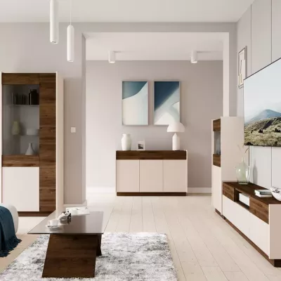 TV-Ständer HELENE – Beige / Okapi-Walnuss