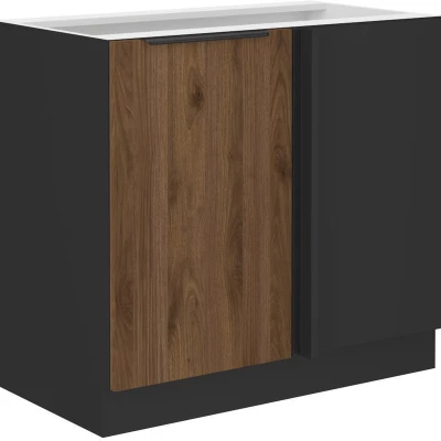 Eck-Ausziehschrank TOVA - Breite 105 cm, Okapi-Nussbaum/Schwarz