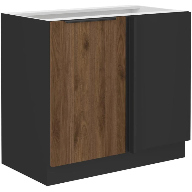 Eck-Ausziehschrank TOVA - Breite 105 cm, Okapi-Nussbaum/Schwarz