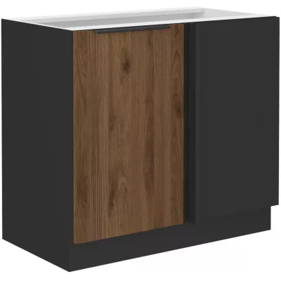 Eck-Ausziehschrank TOVA - Breite 105 cm, Okapi-Nussbaum/Schwarz