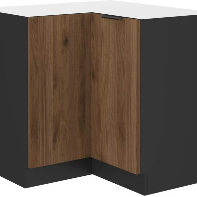 Eckunterschrank TOVA - Breite 90x90 cm, Okapi-Nussbaum/Schwarz