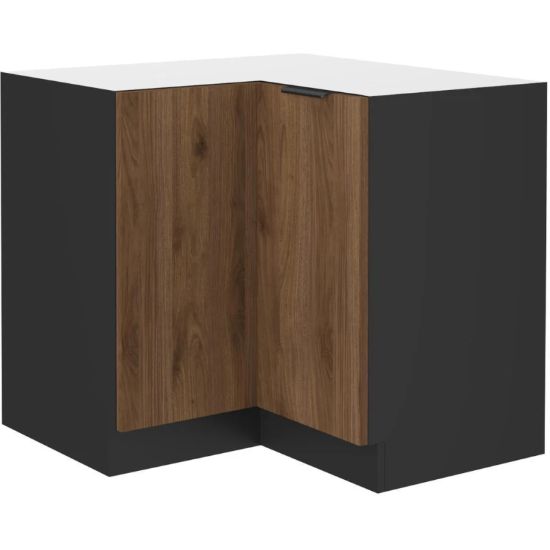 Eckunterschrank TOVA - Breite 90x90 cm, Okapi-Nussbaum/Schwarz