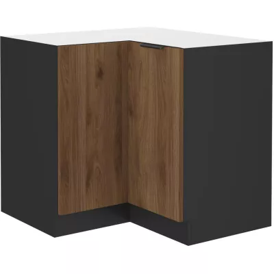 Eckunterschrank TOVA - Breite 90x90 cm, Okapi-Nussbaum/Schwarz