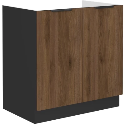 Waschbeckenunterschrank TOVA - Breite 80 cm, Okapi-Nussbaum/Schwarz