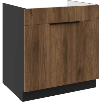 TOVA Spülenunterschrank - Breite 80 cm, Okapi-Nussbaum/Schwarz