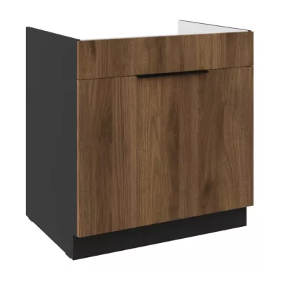 TOVA Spülenunterschrank - Breite 80 cm, Okapi-Nussbaum/Schwarz